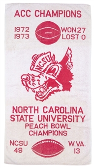 Lou Holtz Personally Owned North Carolina State University ACC & Peach Bowl Towel (Holtz LOA)